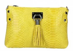 Pochette Cuir Femme Imprimé Python Giallo " THERESA "
