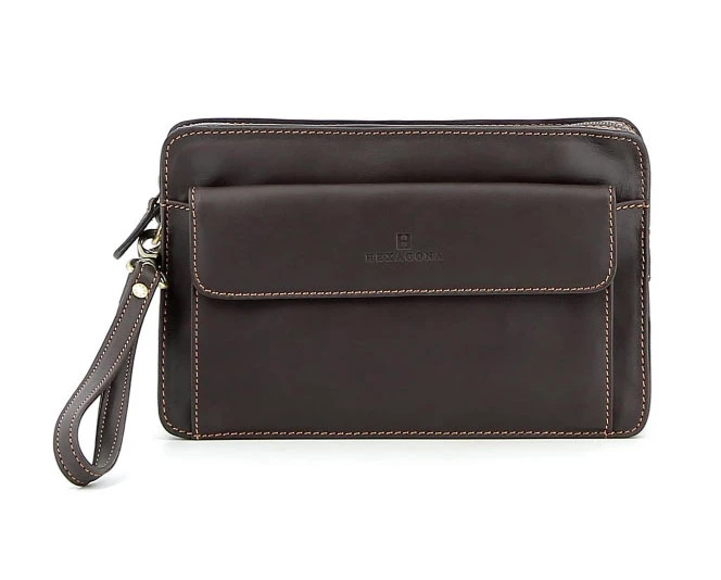 Hexagona Pochette Cuir Vachette Marron " 154194 " 6 Hexagona Pochette Cuir Vachette Marron " 154194 " – Image 4