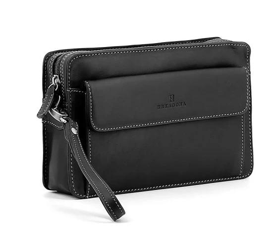 Hexagona Pochette Cuir Vachette Noir " 154194 " 4 Hexagona Pochette Cuir Vachette Noir " 154194 " – Image 2