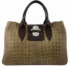 Sac à Main Cuir Taupe Marron Fonce " LAURA "