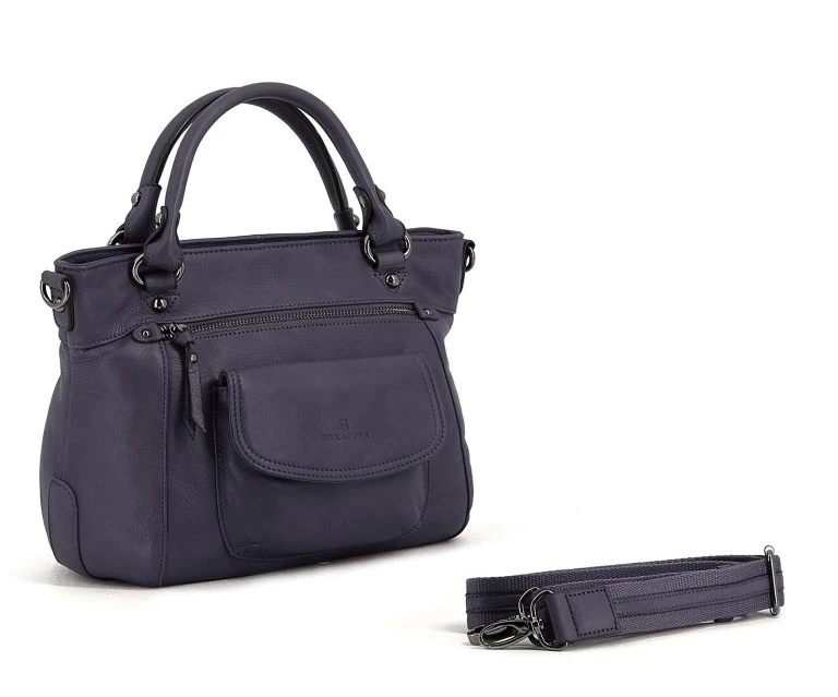 Hexagona Sac Cuir Femme Vachette Marine " 414719 " Porté Main Et épaule 3 Hexagona Sac Cuir Femme Vachette Marine " 414719 " Porté Main Et épaule