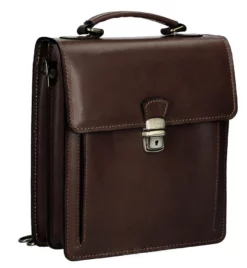 Petit Cartable Cuir Vachette Marron Fonce " LEO "