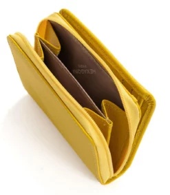 Hexagona Portefeuille 1 Volet Cuir Vachette Jaune " 468322 " -Hexagona Soldes Boutique 46832290005 047356000 1630 18092023