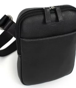 Hexagona Sacoche Cuir De Vachette Graine Noir " 469380 " -Hexagona Soldes Boutique 46938001004 088843100 1047 20102023