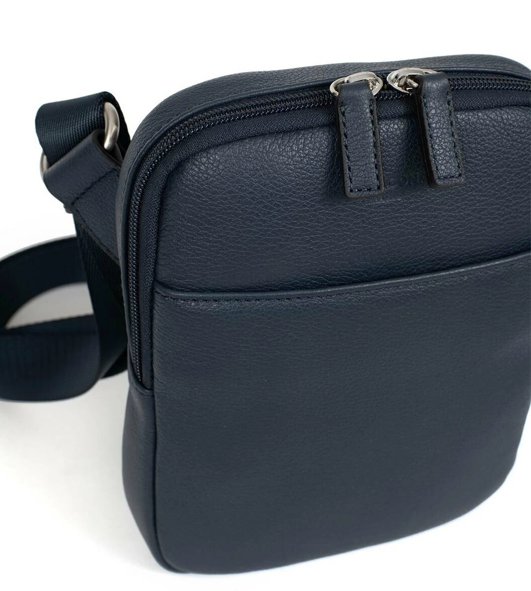 Hexagona Sacoche Cuir De Vachette Graine Marine " 469380 " 6 Hexagona Sacoche Cuir De Vachette Graine Marine " 469380 " – Image 4