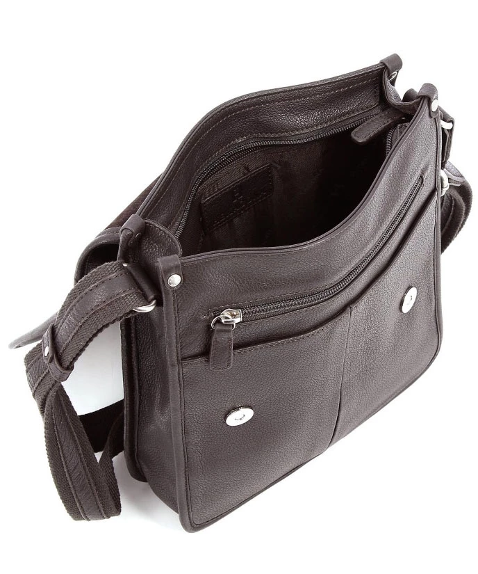 Hexagona Besace Cuir Vachette Marron Fonce " 469548 " 5 Hexagona Besace Cuir Vachette Marron Fonce " 469548 " – Image 3