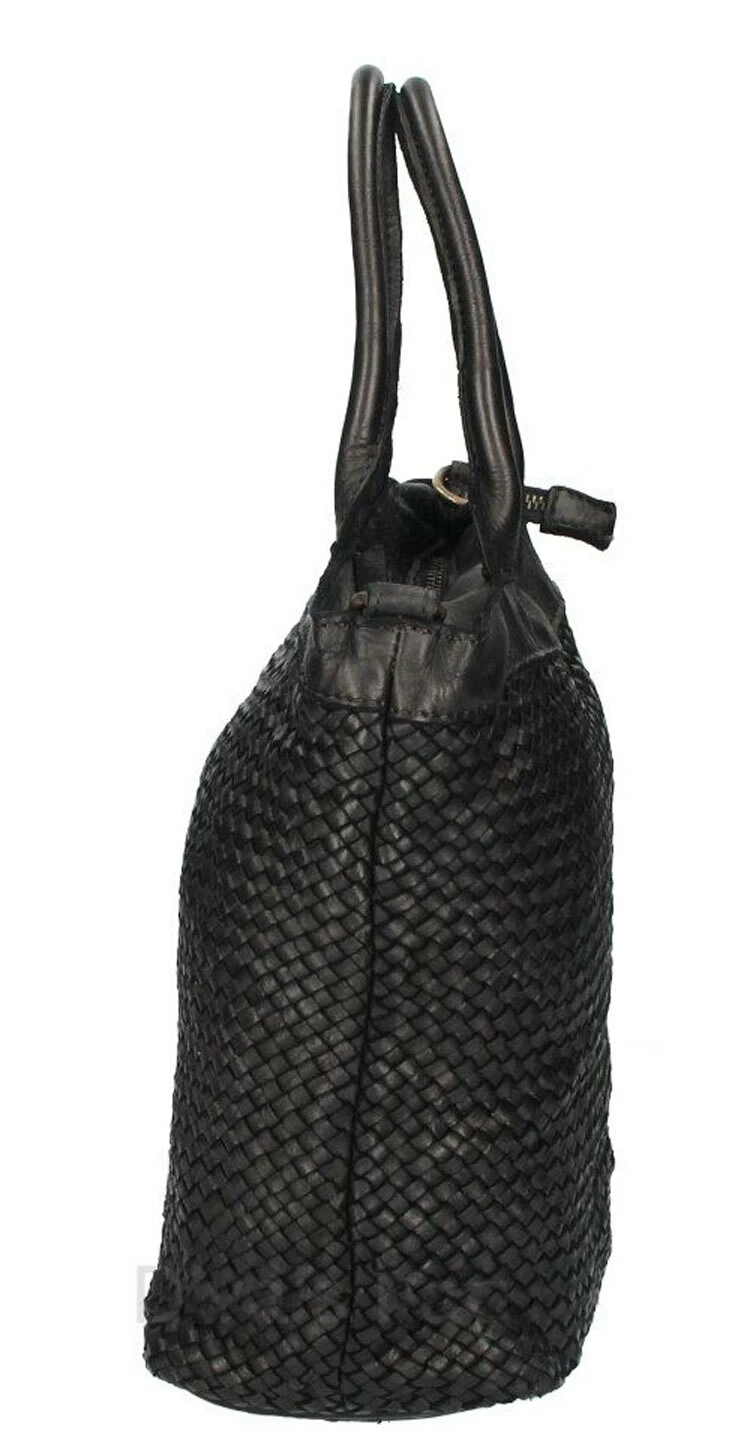 Sac à Main Cuir Vachette Tressé Noir " KAROLA " 4 Sac à Main Cuir Vachette Tressé Noir " KAROLA " – Image 2