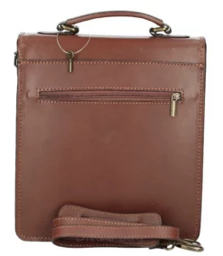 Petit Cartable Cuir Vachette Marron " LEO "