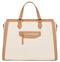 Hexagona Sac Porté Main 2 Poignées Cuir Vachette Ivoire " 689674 " -Hexagona Soldes Boutique 68967405701 009405800 1119 02052023