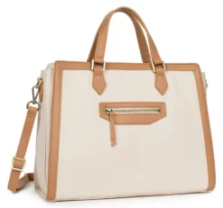 Hexagona Sac Porté Main 2 Poignées Cuir Vachette Ivoire " 689674 " -Hexagona Soldes Boutique 68967405702 035228900 1119 02052023