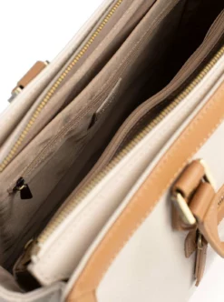 Hexagona Sac Porté Main 2 Poignées Cuir Vachette Ivoire " 689674 " -Hexagona Soldes Boutique 68967405705 058005500 1119 02052023