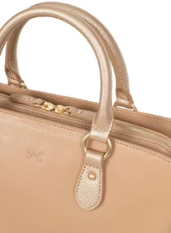 Hexagona Sac Porté Main 2 Poignées Vachette Amande/doré " 689983 " -Hexagona Soldes Boutique 689983a25144 063201000 0912 15092023