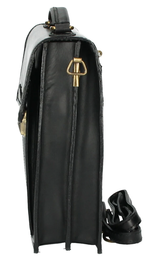 Petit Cartable Cuir Vachette Noir " LEO " 4 Petit Cartable Cuir Vachette Noir " LEO " – Image 2