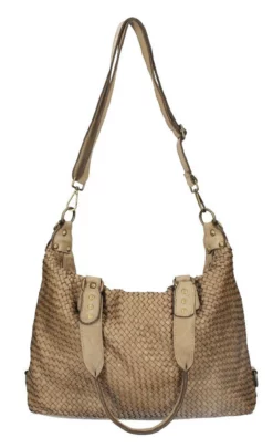 Sac Cuir Femme Vachette Tressé Taupe " LIVIA " -Hexagona Soldes Boutique 90livias7259tataupe5 030682200 1605 21032023