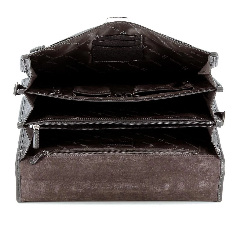 Hexagona Serviette 3 Soufflets Cuir Vachette Marron " 469546 " – Image 2