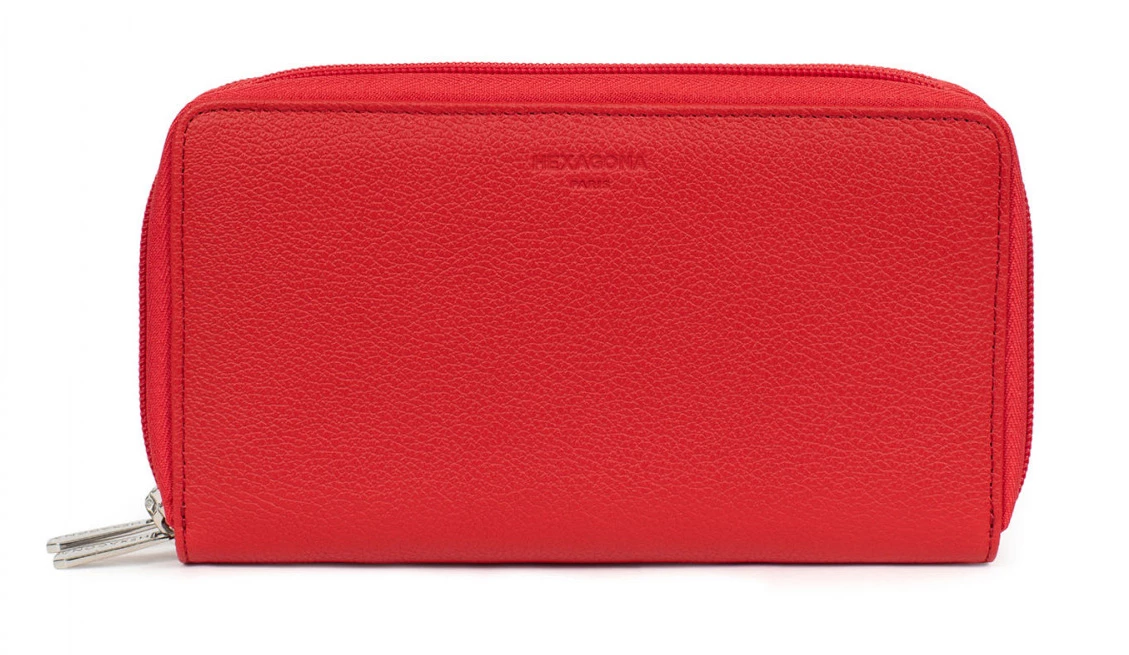 Hexagona Compagnon De Voyage En Cuir De Vachette Fraise " 467399 " 7 Hexagona Compagnon De Voyage En Cuir De Vachette Fraise " 467399 " – Image 5