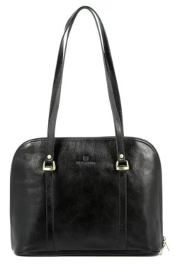 Hexagona Sac Porté épaule 2 Anses Cuir Vachette Noir " 110469 " -Hexagona Soldes Boutique maroquinerie femme sac cuir 110469 noir face 085577200 1134 13092019