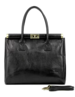 Hexagona Sac Porté Main Cuir Vachette Noir " 112550 " -Hexagona Soldes Boutique maroquinerie femme sac cuir 112550 noir face 078694000 1136 16092019