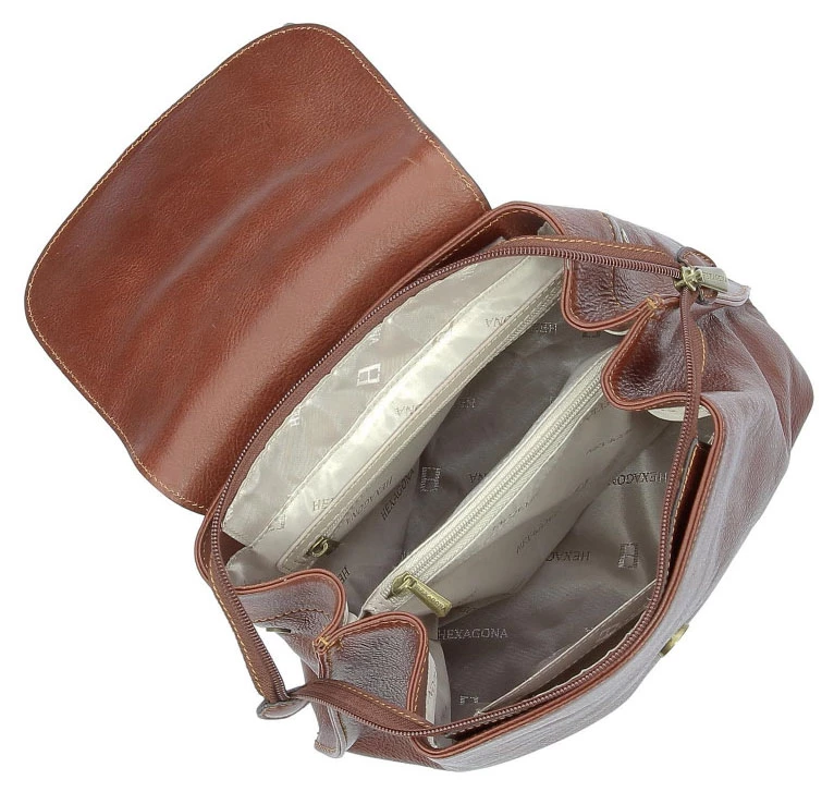 Hexagona Sac à Dos Cuir Vachette Marron " 112194 " 5 Hexagona Sac à Dos Cuir Vachette Marron " 112194 " – Image 3