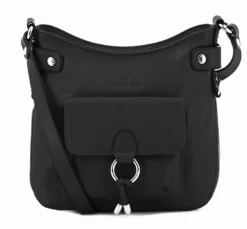 Hexagona Sac Porté Travers Cuir Vachette Noir " 465005 " -Hexagona Soldes Boutique maroquinerie femme sac cuir 465005 noir face 085440300 1427 17092019