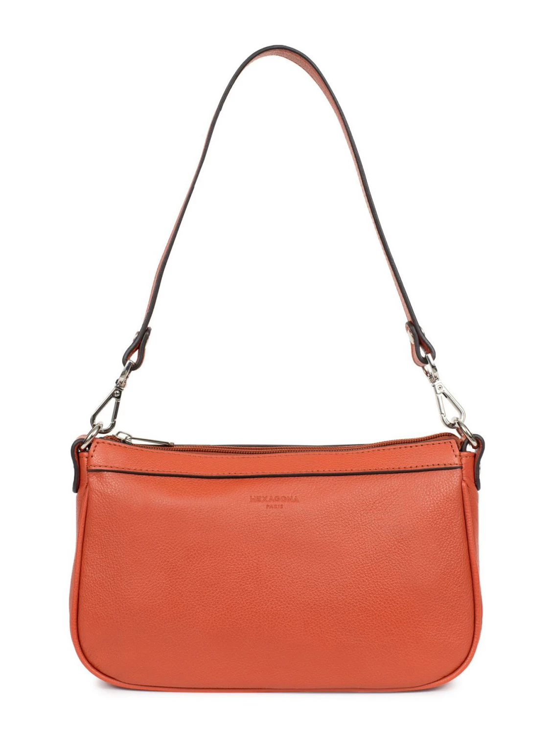 Hexagona Sac Porté épaule 1 Anse Cuir Vachette Orange " 462348 " 7 Hexagona Sac Porté épaule 1 Anse Cuir Vachette Orange " 462348 " – Image 5