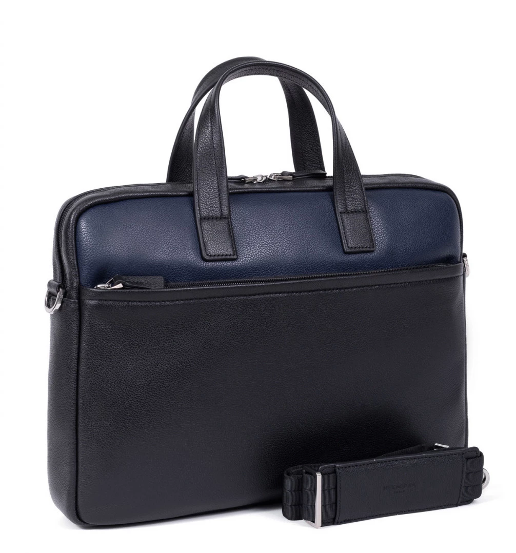 Hexagona Porte-documents 13" Et A4 En Cuir De Vachette Noir / Marine " 686291 " 3 Hexagona Porte-documents 13" Et A4 En Cuir De Vachette Noir / Marine " 686291 "