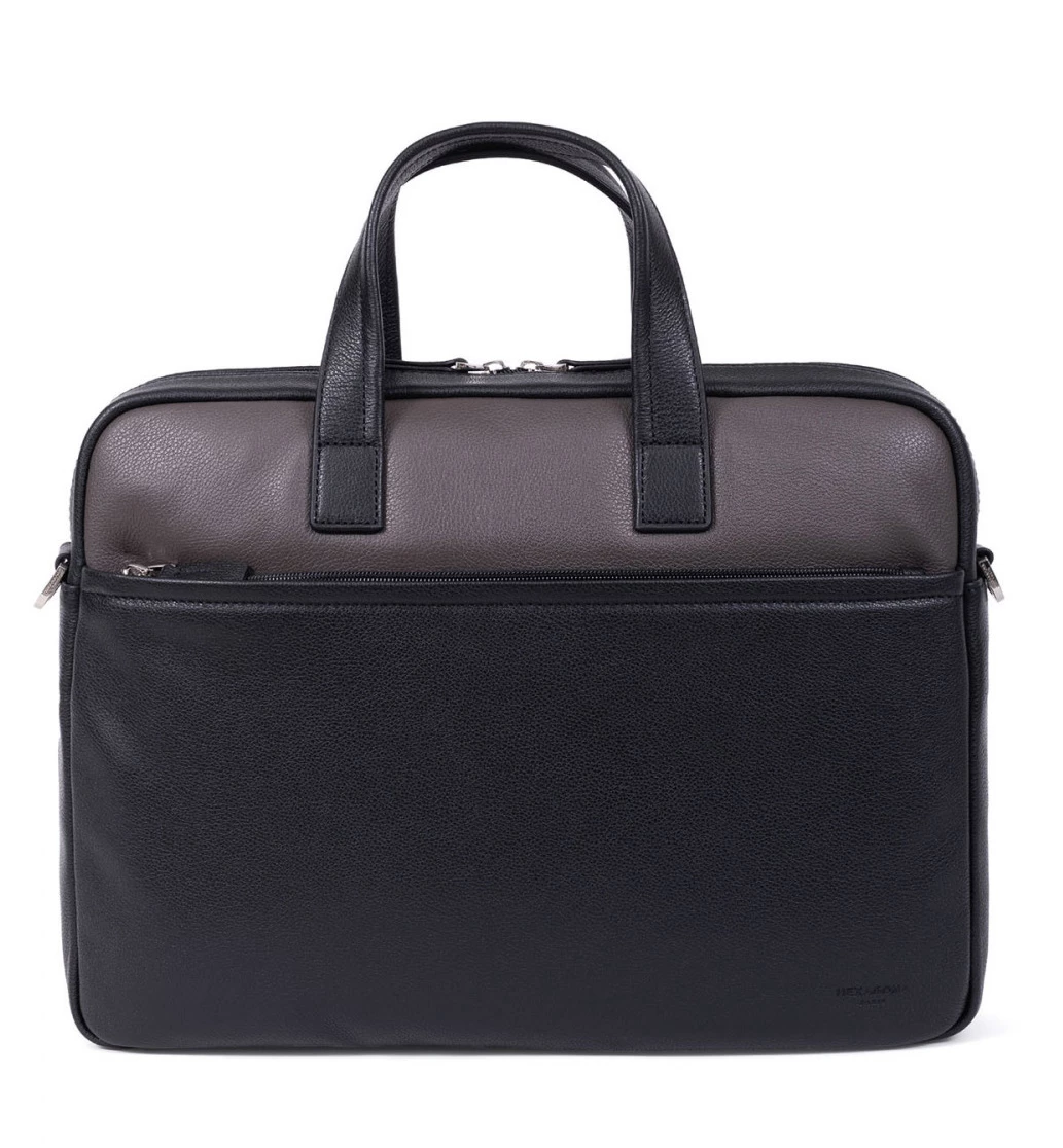 Hexagona Porte-documents 13" Et A4 En Cuir De Vachette Noir / Taupe " 686291 " 7 Hexagona Porte-documents 13" Et A4 En Cuir De Vachette Noir / Taupe " 686291 " – Image 5