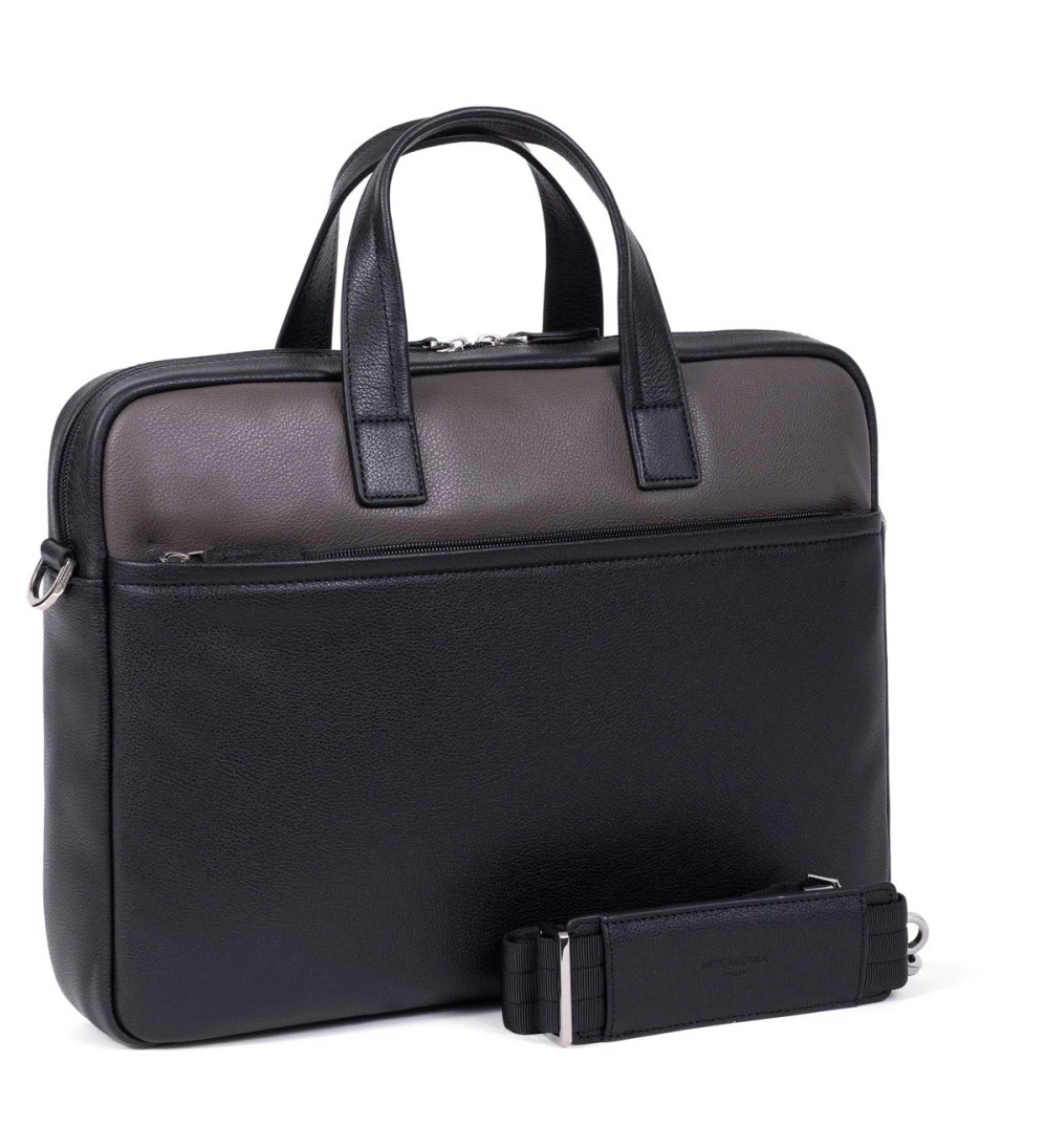 Hexagona Porte-documents 13" Et A4 En Cuir De Vachette Noir / Taupe " 686291 " 3 Hexagona Porte-documents 13" Et A4 En Cuir De Vachette Noir / Taupe " 686291 "