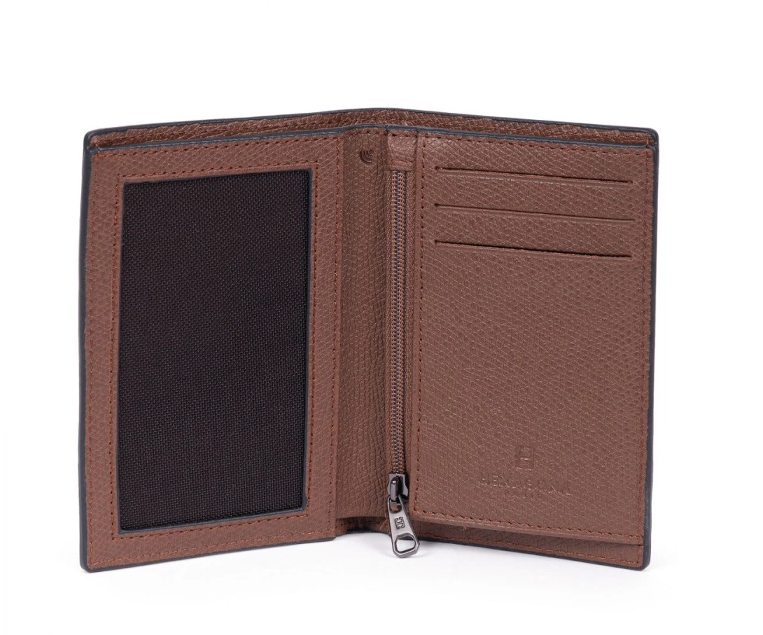 Hexagona Porte-cartes En Cuir De Vachette Premium Grainé Marron " 207775 " 4 Hexagona Porte-cartes En Cuir De Vachette Premium Grainé Marron " 207775 " – Image 2
