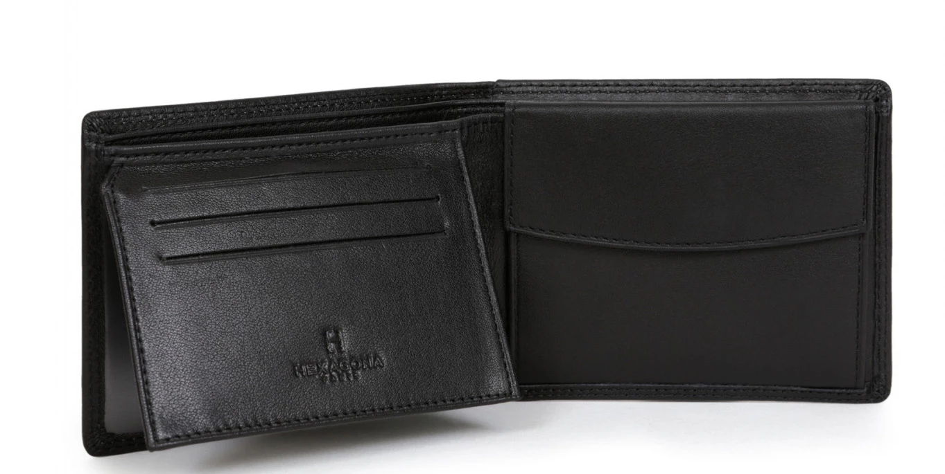 Hexagona Portefeuille Italien En Cuir De Vachette Noir " 727546 " 5 Hexagona Portefeuille Italien En Cuir De Vachette Noir " 727546 " – Image 3