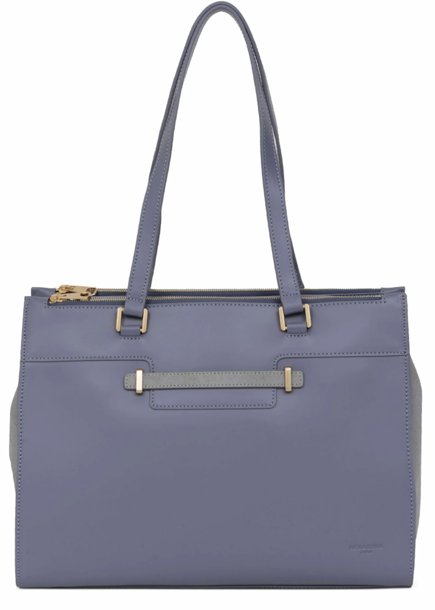 Hexagona Sac Porté épaule 2 Anses Cuir Vachette Bleu Clair " 886518 " – Image 5