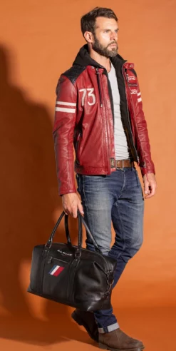 Sac Week-End En Cuir Alpine Noir " A110-48H " -Hexagona Soldes Boutique sac cuir voyage alpine noir 3 001395300 1643 29092023