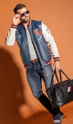 Sac Week-End En Cuir Alpine Noir " A110-48H " -Hexagona Soldes Boutique sac cuir voyage alpine noir 5 061599400 1643 29092023