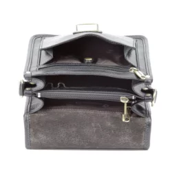 Hexagona Sacoche Cuir Vachette Noir " 111942 " -Hexagona Soldes Boutique sacoche cuir noir 111942 ouvert 043188400 1713 17102019