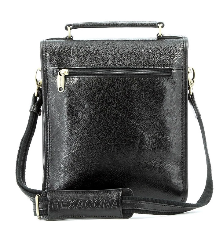 Hexagona Sacoche Cuir Vachette Noir " 111943 " 3 Hexagona Sacoche Cuir Vachette Noir " 111943 "