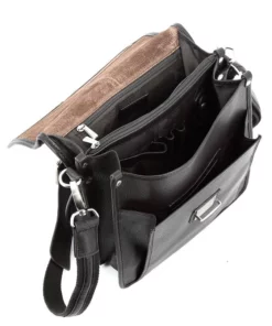 Hexagona Sacoche Cuir Vachette Noir " 463893 " -Hexagona Soldes Boutique sacoche cuir noir 463893 ouvert 060087100 1718 17102019