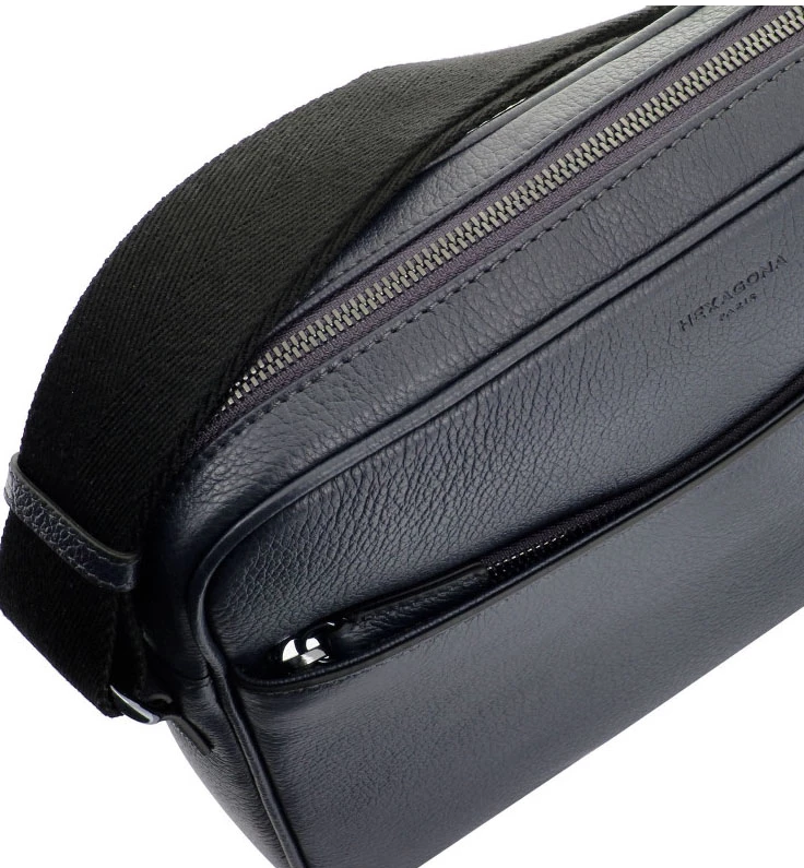 Hexagona Besace Cuir Vachette Grain Buffle Marine " 135727 " 6 Hexagona Besace Cuir Vachette Grain Buffle Marine " 135727 " – Image 4