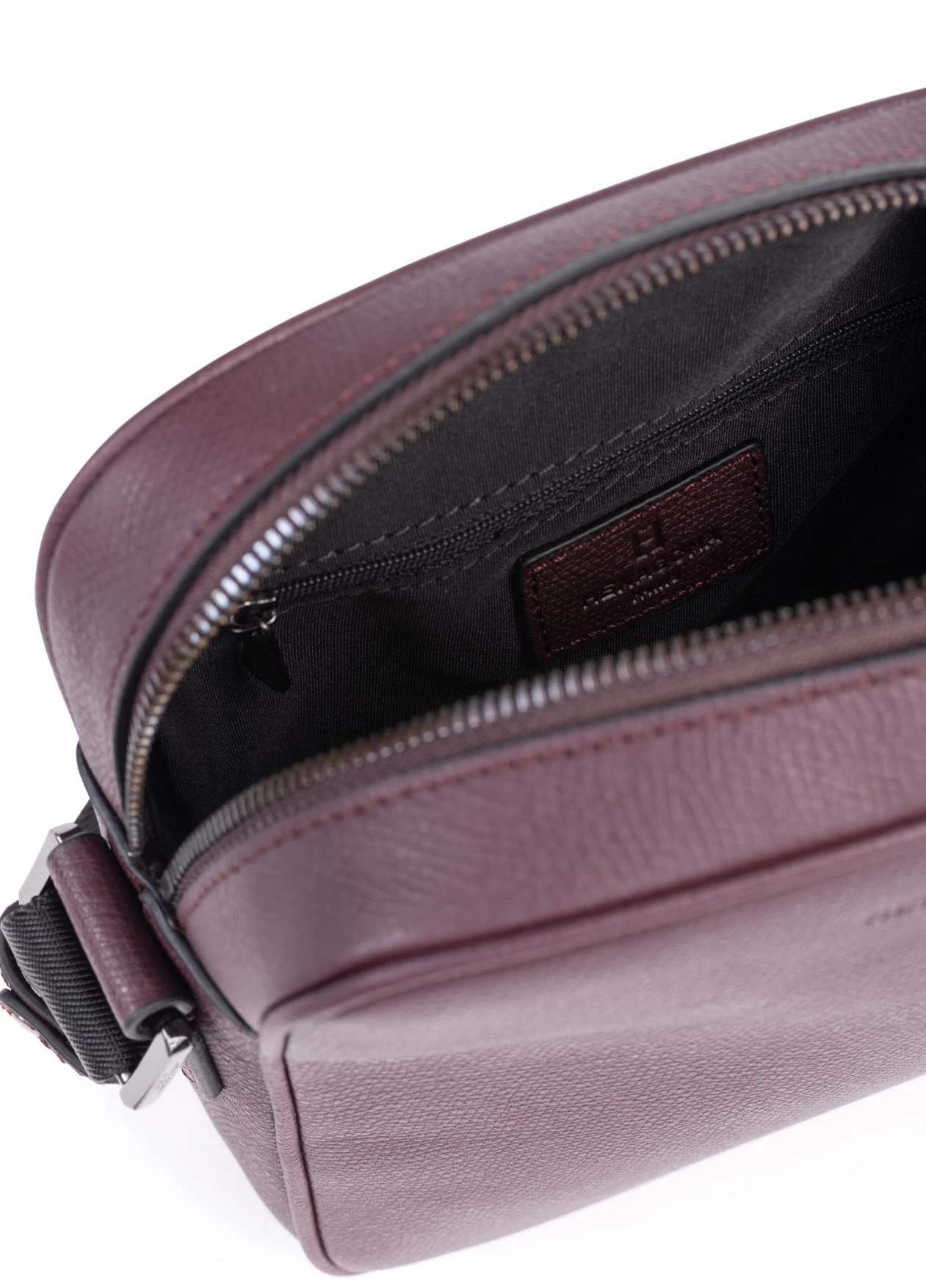 Hexagona Sacoche En Cuir De Vachette Bordeaux " 206037 " 6 Hexagona Sacoche En Cuir De Vachette Bordeaux " 206037 " – Image 4