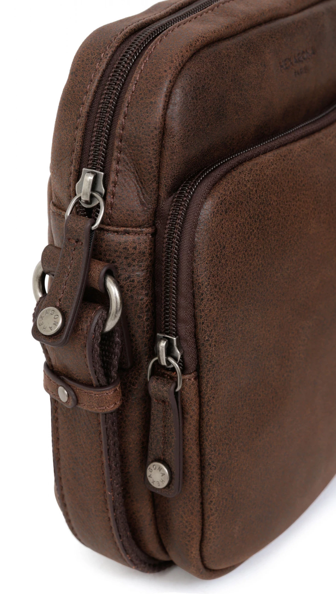 Hexagona Sacoche Cuir Vachette Vieilli Marron " 666175 " 5 Hexagona Sacoche Cuir Vachette Vieilli Marron " 666175 " – Image 3